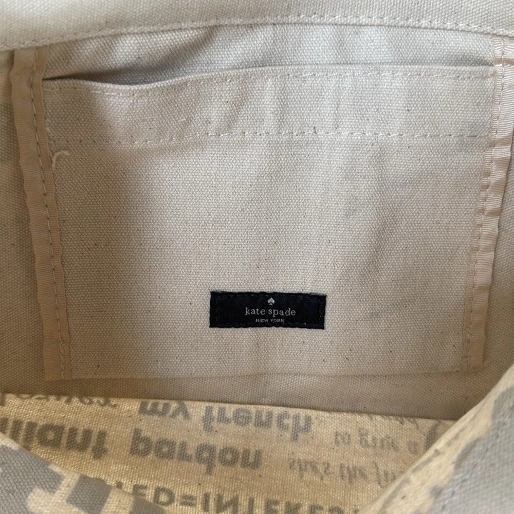 NWOT Kate Spade New York "What Do You Say" canvas tote bag. - Picture 3 of 5